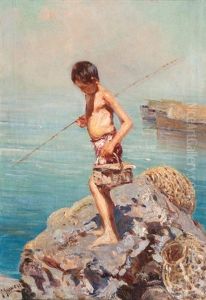 Kleiner Angler Auf Den Felsen by Giuseppe Giardiello