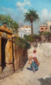Street On Capri by Giuseppe Giardiello