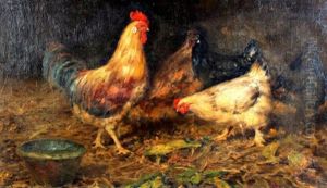 Cock And Hens by Giuseppe Giardiello