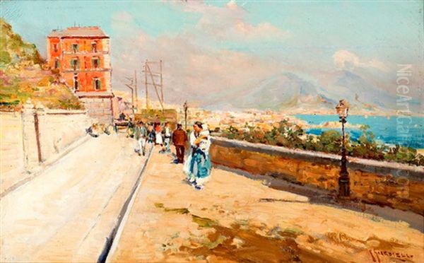 Wandelaars Bij Italiaanse Kustplaats - view 1