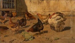 Turkey And Poultry In A Sunlit Yard