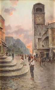 Capri. Piazza Umberto I by Giuseppe Giardiello