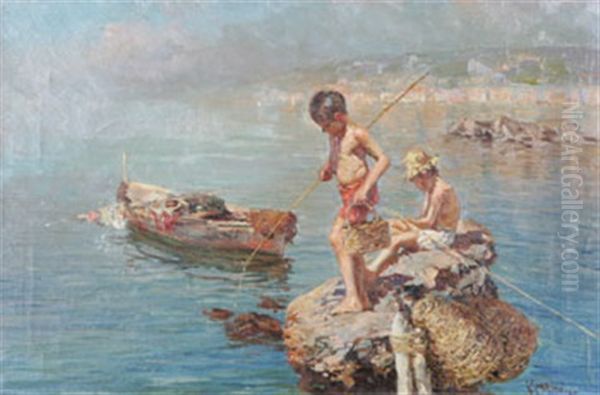 Metande Pojkar I Neapelbukten - view 1