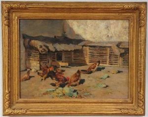 Farm Scene With Chickens