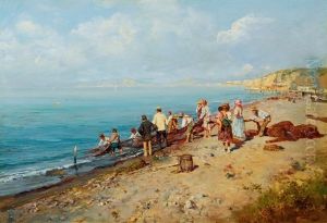 Walkers And Fishermen At The Coast Of Amalfi