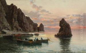 Sudliche Kustenlandschaft Im Abendlicht by Giuseppe Giardiello