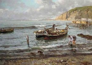 Fishing Boats Off The Neapolitan Coast by Giuseppe Giardiello