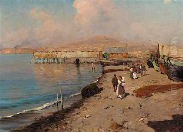 Figures On The Beach In The Bay Of Naples - view 1
