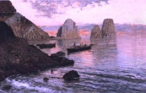 Coastal Scene In Capri by Giuseppe Giardiello