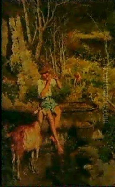 Goatherd Playing A Flute - view 1
