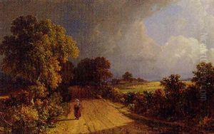A Girl On A Track, A Farm Beyond, Near Liberton by Robert Gibb the Younger