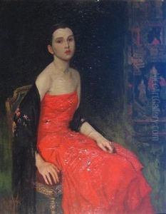 Portrait Of Sally Gibbs Mcclure In Red Dress Portrait Of Sally Gibbs Mcclure In Red Dress