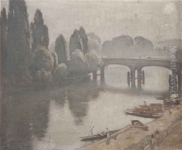 Punts On The Thames Before Hampton Court Bridge - view 1