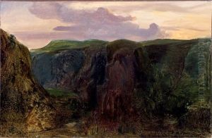 Vue De Civita Castellana by Jean-Baptiste Adolphe Gibert