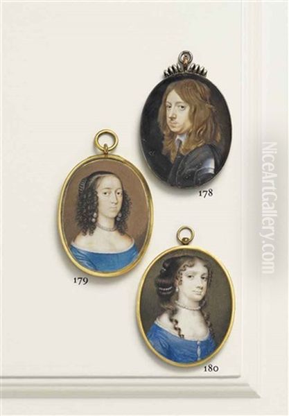 Anne, Duchess Of York, Nee Hyde (1637-1671), In White Silk-trimmed Blue Dress, Pearl Necklace, Drop-pearl Earring, Strands Of Pearls In Her Upswept... - view 1