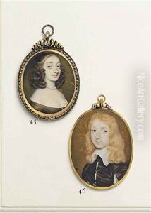 Charles, 2nd Earl Of Carnarvon (1632-1709) In Black Coat Slashed To Reveal White Shirt With White Collar, Long Reddish Hair; Orange-brown Background by Richard (Dwarf Gibson) Gibson