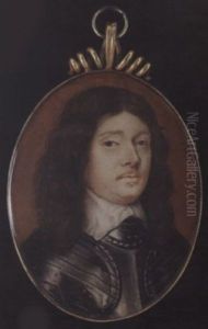 A Gentleman, Wearing Armour With Brass Studs And White Lawn Collar