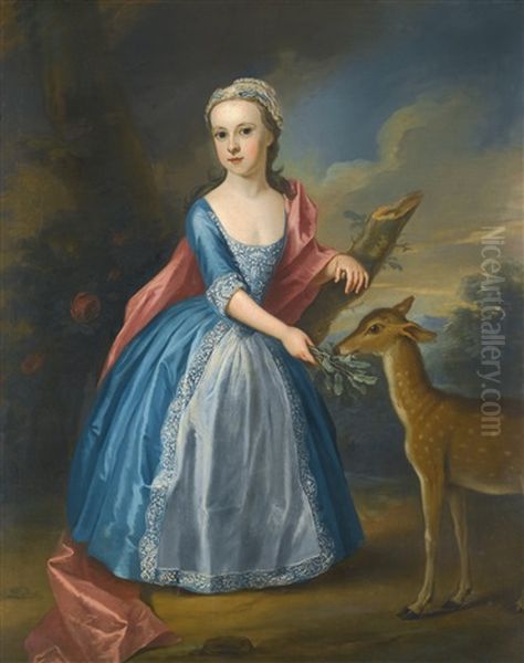 Portrait Of A Girl Feeding A Deer - view 1