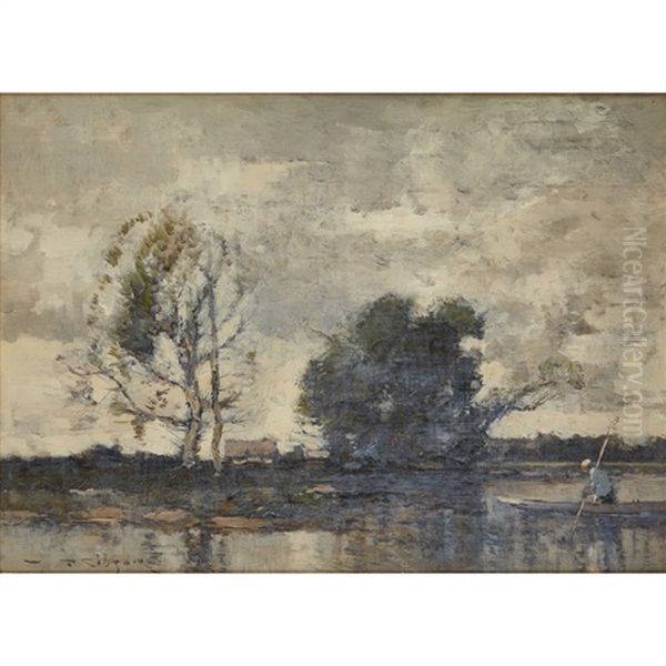 A Wooded Landscape With Figures In A Punt - view 1