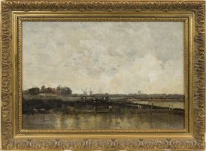 Landscape With Cows And Windmills by William Alfred Gibson
