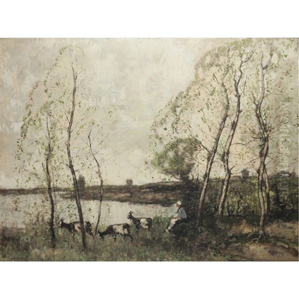 A River Landscape With Goatherd - view 1