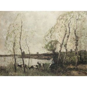 A River Landscape With Goatherd by William Alfred Gibson