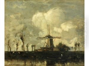 Dutch Windmill By A River Dutch Windmill By A River