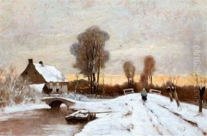 Zomerse Poldervaart, Sneeuwlandschap In De Late Namiddag (2 Works) by Marinus Gidding