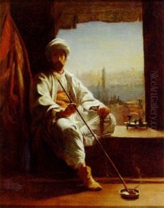 Man Smoking A Pipe, View Of Constantinople Beyond