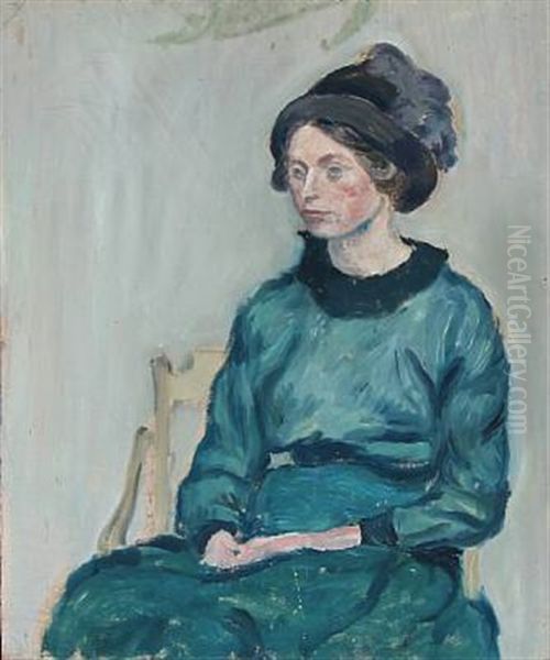 Ung Dame I Gron Kjole (portrait Of Else Sandholt) - view 1