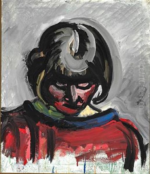 Portrait Of A Young Woman In A Red Dress - view 1