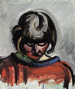 Portraet Af Ung Kvinde I Rod Kjole