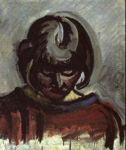 Portraet Af Ung Kvinde I Rod Kjol by Harald Giersing