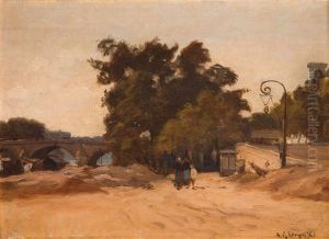 Pont Royal In Paris by Aleksander Gierymski