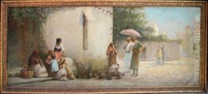 With Pottery Vendors by Joseph W. Gies