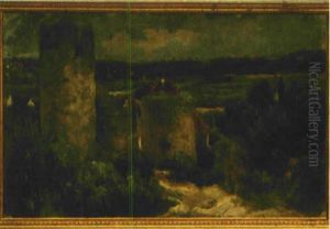 Rheinlandschaft Mit Ruine by Max Eduard Giese