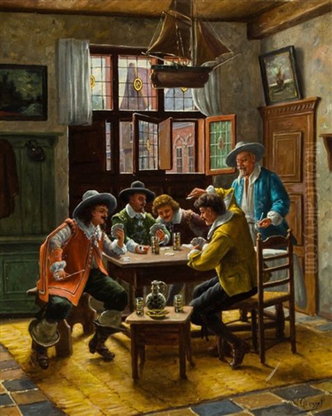 Musketiere Beim Kartenspiel In Altdeutscher Stube - view 1