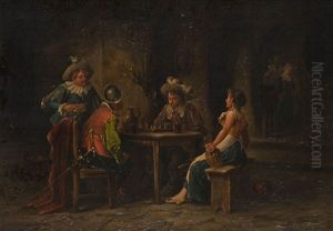 Soldaten Und Magde In Der Wirtsstube by Wilhelm Giessel
