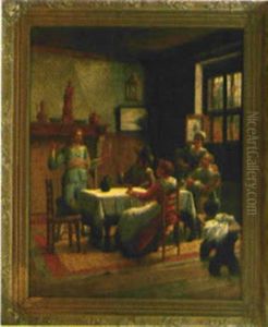 Ein Toast, Frohliche Runde Im Wirtshaus by Wilhelm Giessel