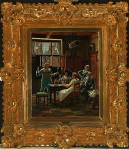 Interior With Cheerful People by Wilhelm Giessel