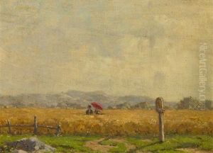 Spazierendes Paar Im Weizenfeld by Josua Von Gietl
