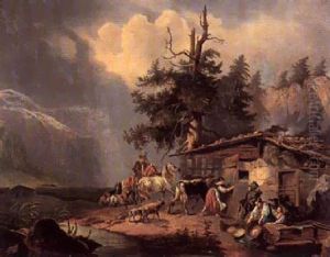 Bauern Mit Vieh by Josua Von Gietl