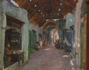 Le Souk D'esserairia, Tunis by Leon Giffard