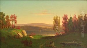 Fall Landscape With Sailboat On River