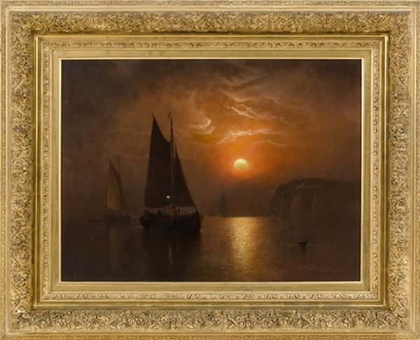 Boats Off The Coast At Sunset, Possibly Grand Manan - view 1