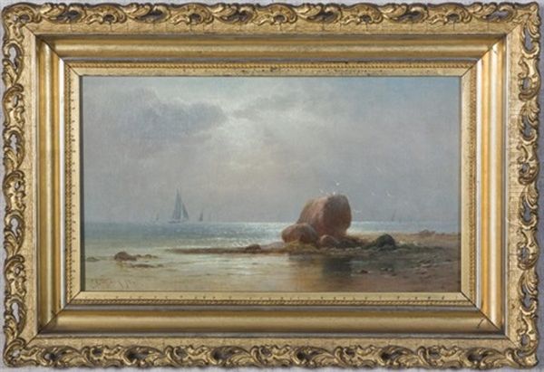 Coastal Scene With Sailboats And A Rocky Beach - view 1