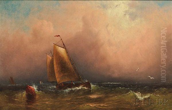Schooner Rounding A Buoy - view 1