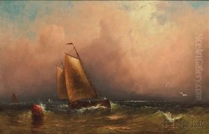 Schooner Rounding A Buoy