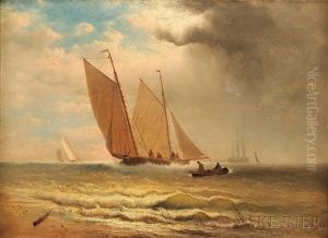 Sailboats Under A Darkening Sky by Charles Henry Gifford