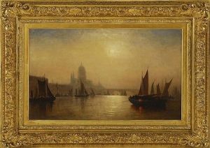 The Thames River, London, With St. Paul's Cathedral And Blackfriars Bridge by Charles Henry Gifford